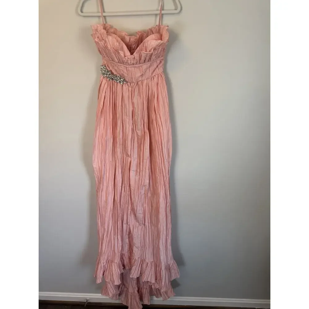 LoveShackFancy Katrina Dress Sunrise Sorbet Strapless Maxi Crystal Brooch 0 NWT - Picture 12 of 16